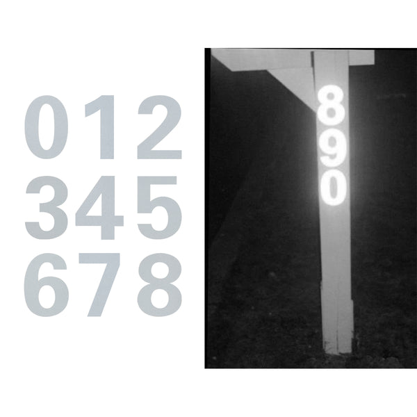 Reflective Mailbox  Address Stickers Numbers Markers Vinyl  Decals 3”H, Silver White