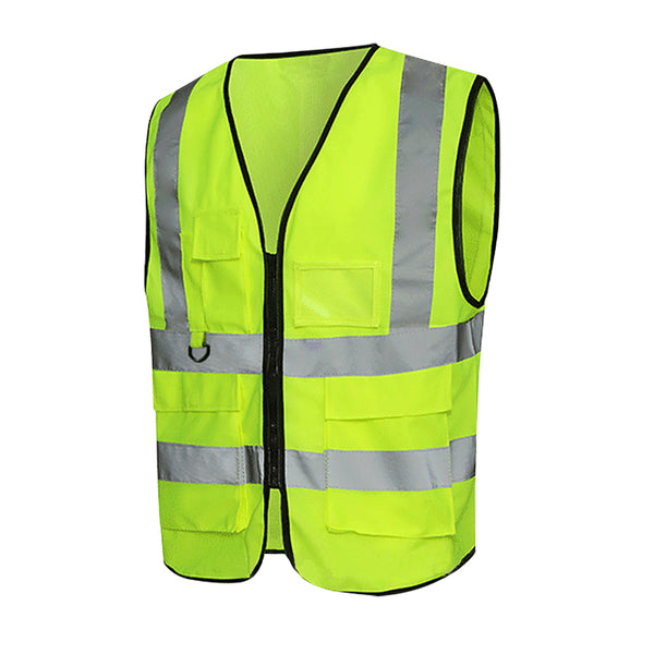 High Visibility Zipper Front Safety Vest, Neon Yellow